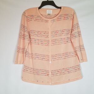 💞3 for $20💞 Christopher & Banks Peach 3/4 Sleeve Cardigan Size L